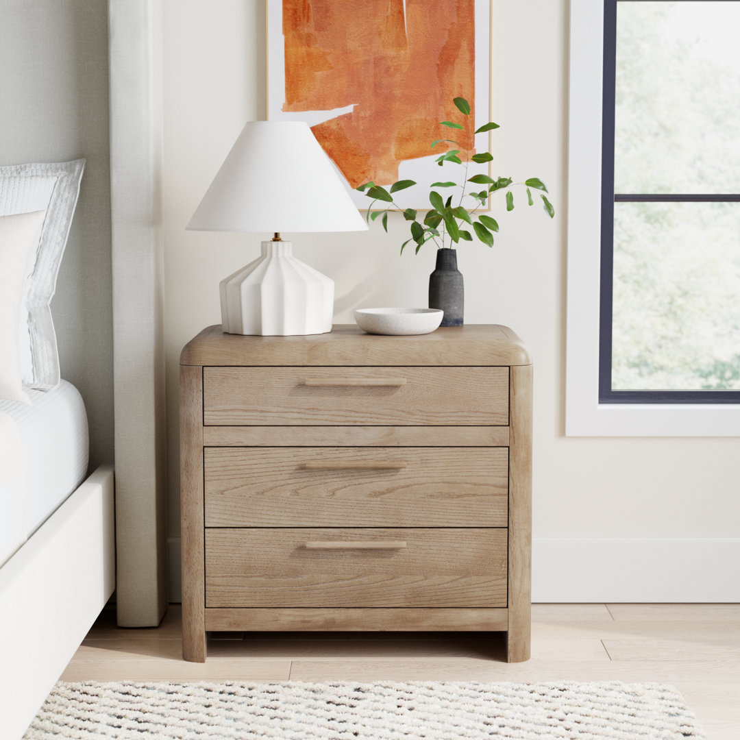   Furano Three Drawer Wood Nightstand